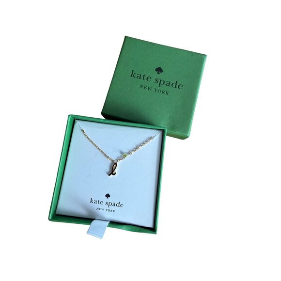 KATE SPADE One in a Million L Script Monogram Gold Tone Necklace NEW NIB - Picture 3 of 5